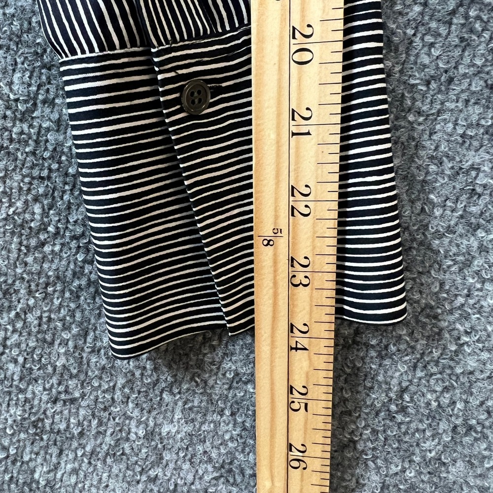 Theory Womens 100% Silk Pinstripe Long Button Down Shirt Black White Size M - Picture 10 of 10